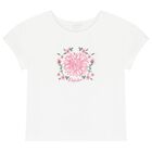 طقم تنورة من التول المزهر باللونين الأبيض والوردي للبنات, 1, hi-res