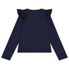 Girls Navy Blue Stitched Long Sleeve Top, 1, hi-res