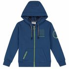 Boys Blue Hooded Jacket with Zip, 1, hi-res
