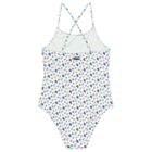 Girls White Turtle Logo Swimsuit, 1, hi-res