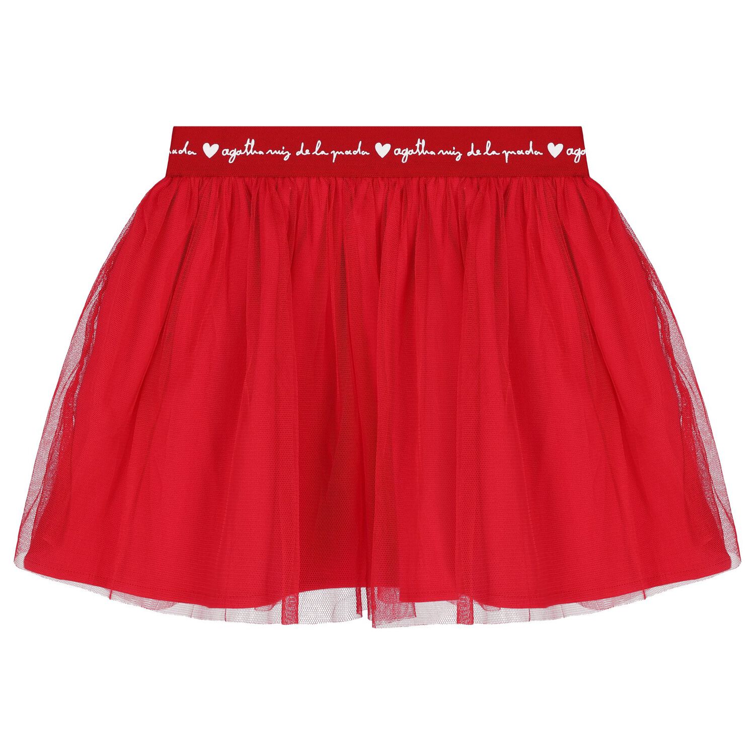 Girls Red Checked & Heart Skirt Set, 1, hi-res