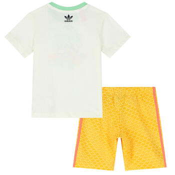Toddler Boys White&Orange Logo Shorts Set