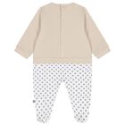 Baby Boys Beige & White Logo Babygrow, 1, hi-res