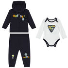 Baby Boys White & Navy Blue Tracksuit (3 Piece), 1, hi-res