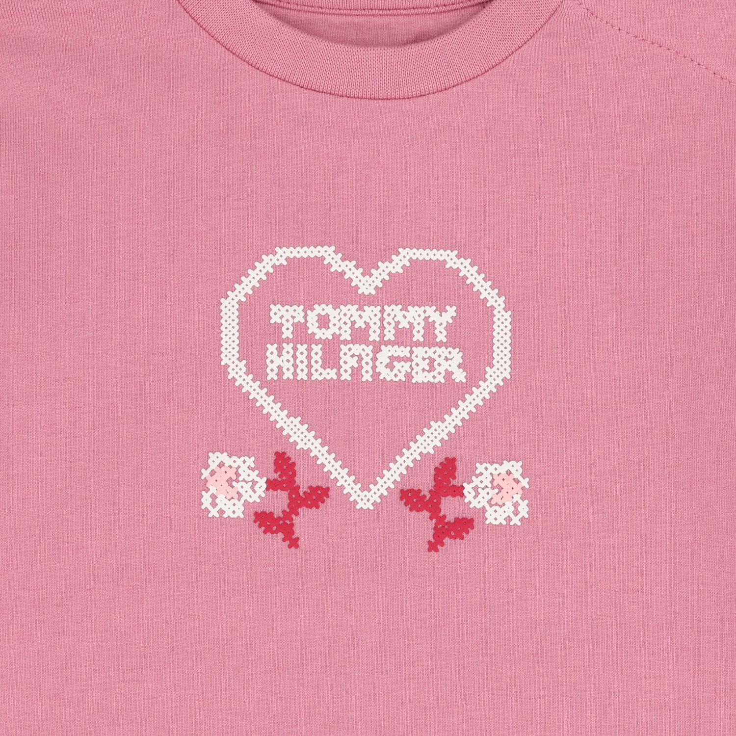 بلوزة وردية بأكمام طويلة بشعار للبنات الصغار, 1, hi-res