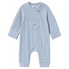 Baby Boys Blue Ribbed Romper, 3, hi-res