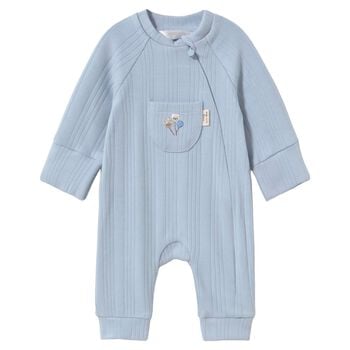 Baby Boys Blue Ribbed Romper