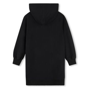 Girls Mini Me Black Flamingo Logo Hooded Dress