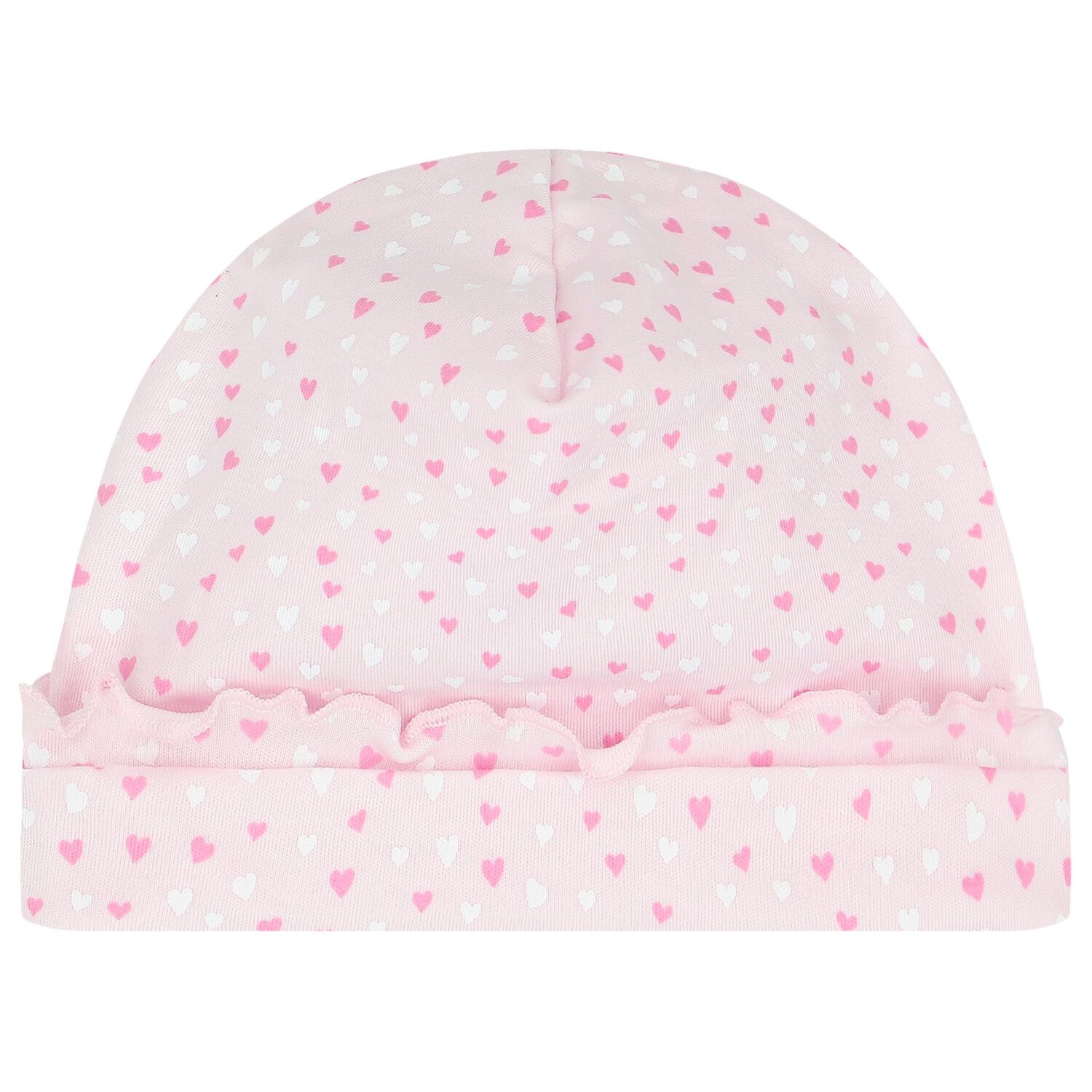 Baby Girls Pink Hearts Hat, 1, hi-res