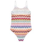 Girls Multi-Coloured Zig Zag Crochet Swimsuit, 1, hi-res