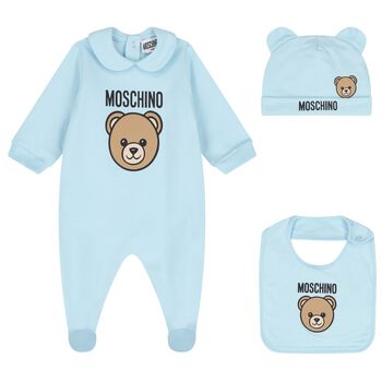Blue Teddy Bear Logo Babygrow Gift Set