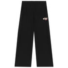 Girls Black Logo Trousers, 1, hi-res