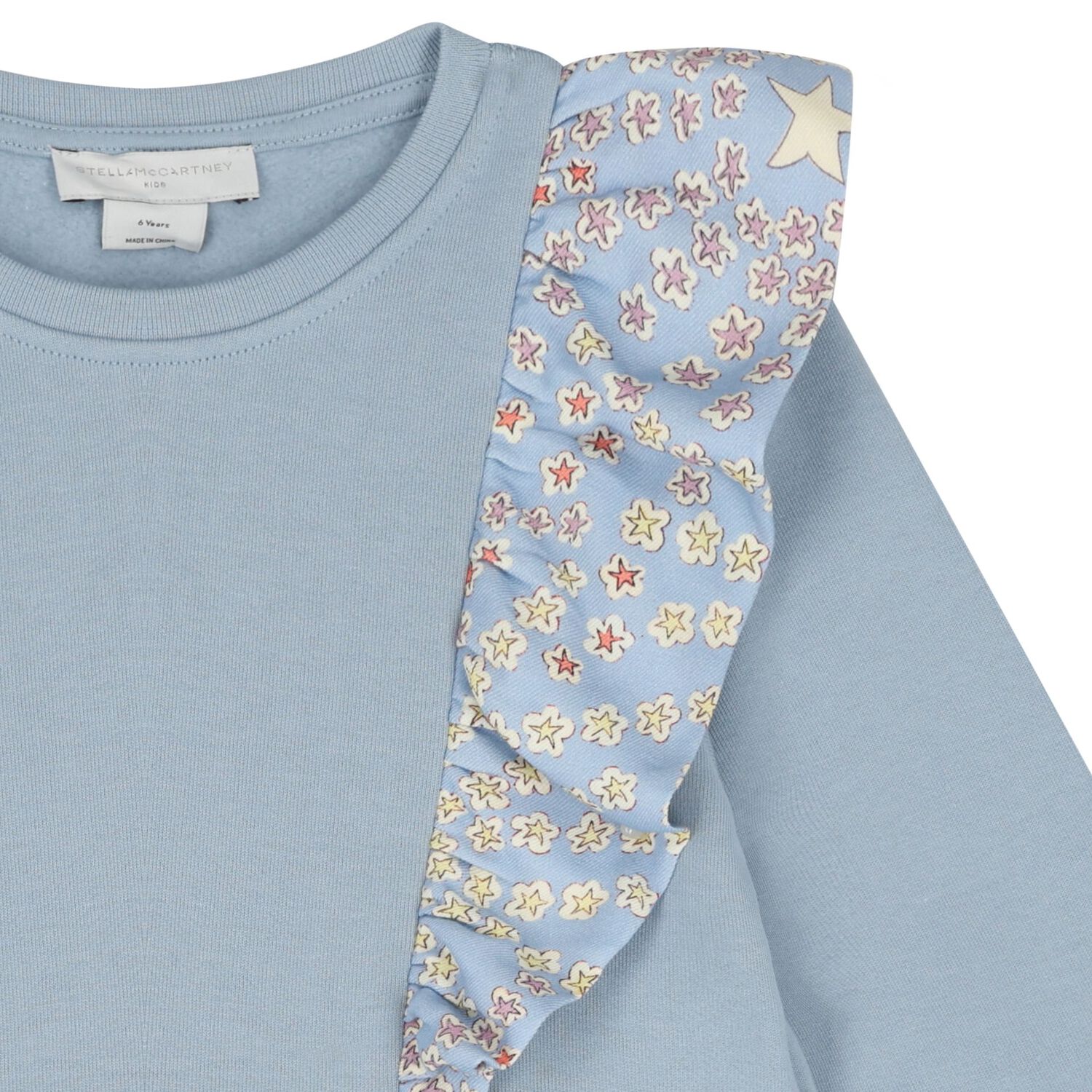 Girls Blue Ruffle Star Dress, 1, hi-res