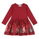Younger Girls Red Kittens Dress, 1, hi-res