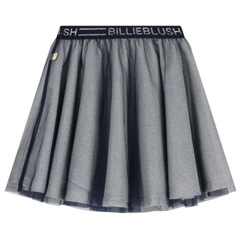 Girls Grey & Navy Blue Logo Skirt
