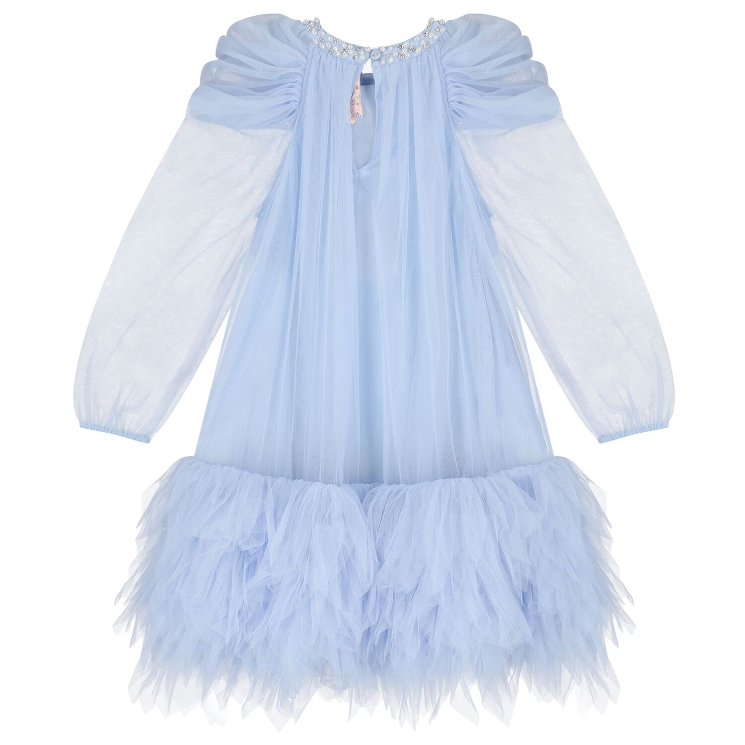 Girls Blue Embellished Tulle Dress, 1, hi-res