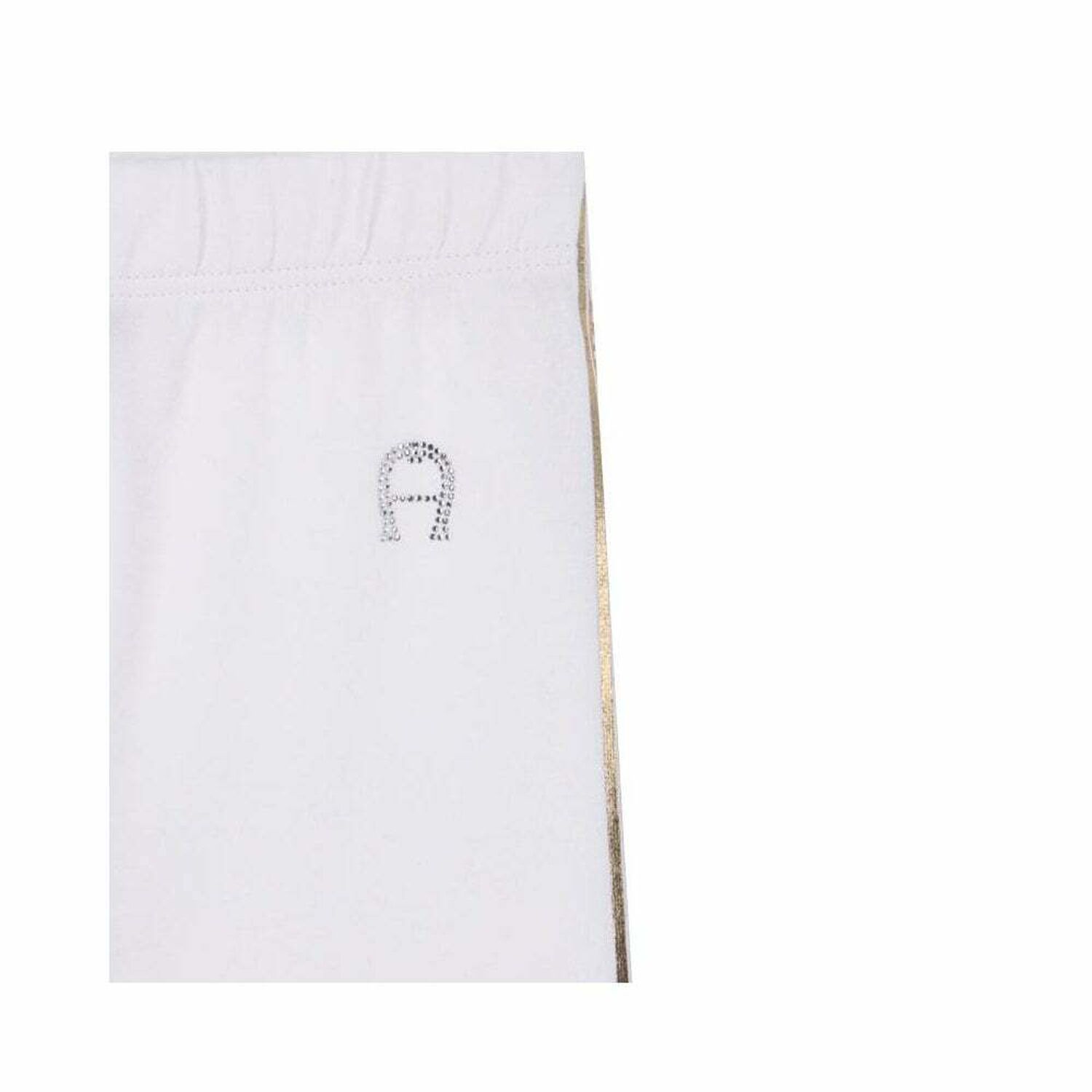 Girls White & Gold Logo Leggings, 1, hi-res image number null
