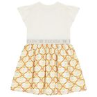 Girls Ivory & Beige Logo Dress, 1, hi-res