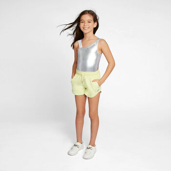 Girls Metallic Silver Logo Swimsuit