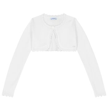 Girls White Bolero Cardigan