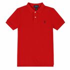 Boys Red Slim Fit Logo Polo Shirt, 2, hi-res