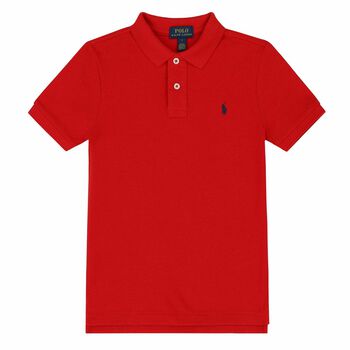 Boys Red Slim Fit Logo Polo Shirt