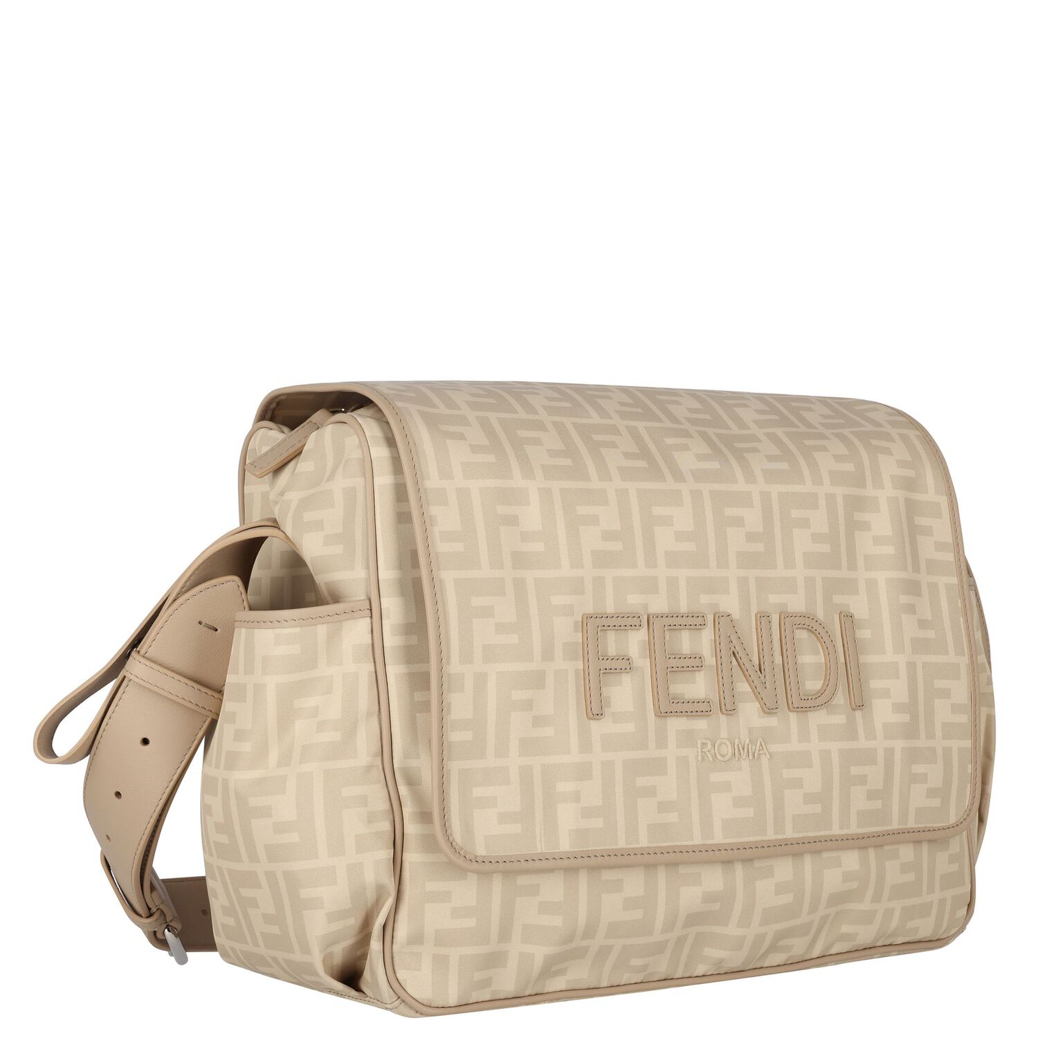 Beige Logo Leather Baby Changing Bag, 1, hi-res image number null