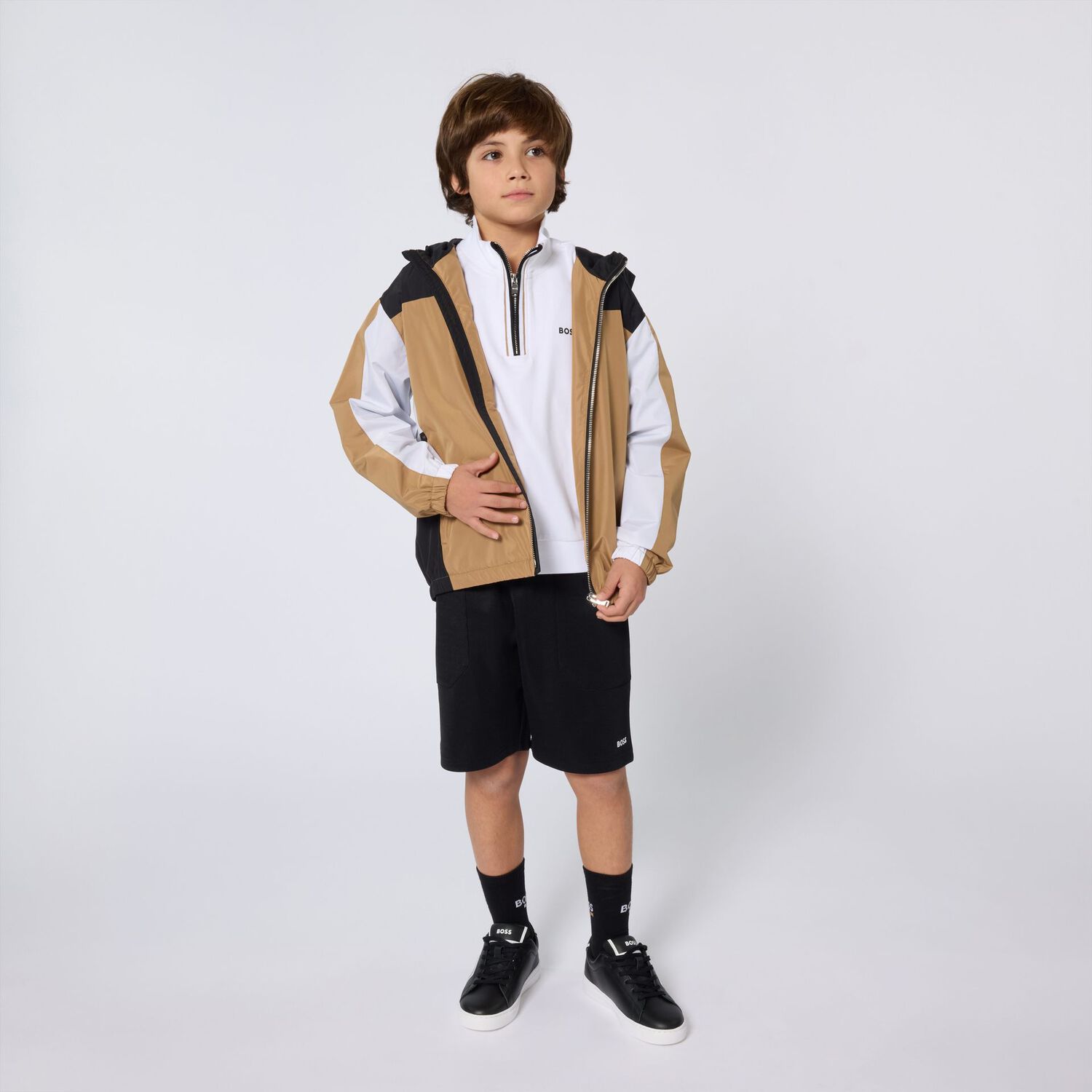 Boys Black Logo Shorts, 1, hi-res image number null
