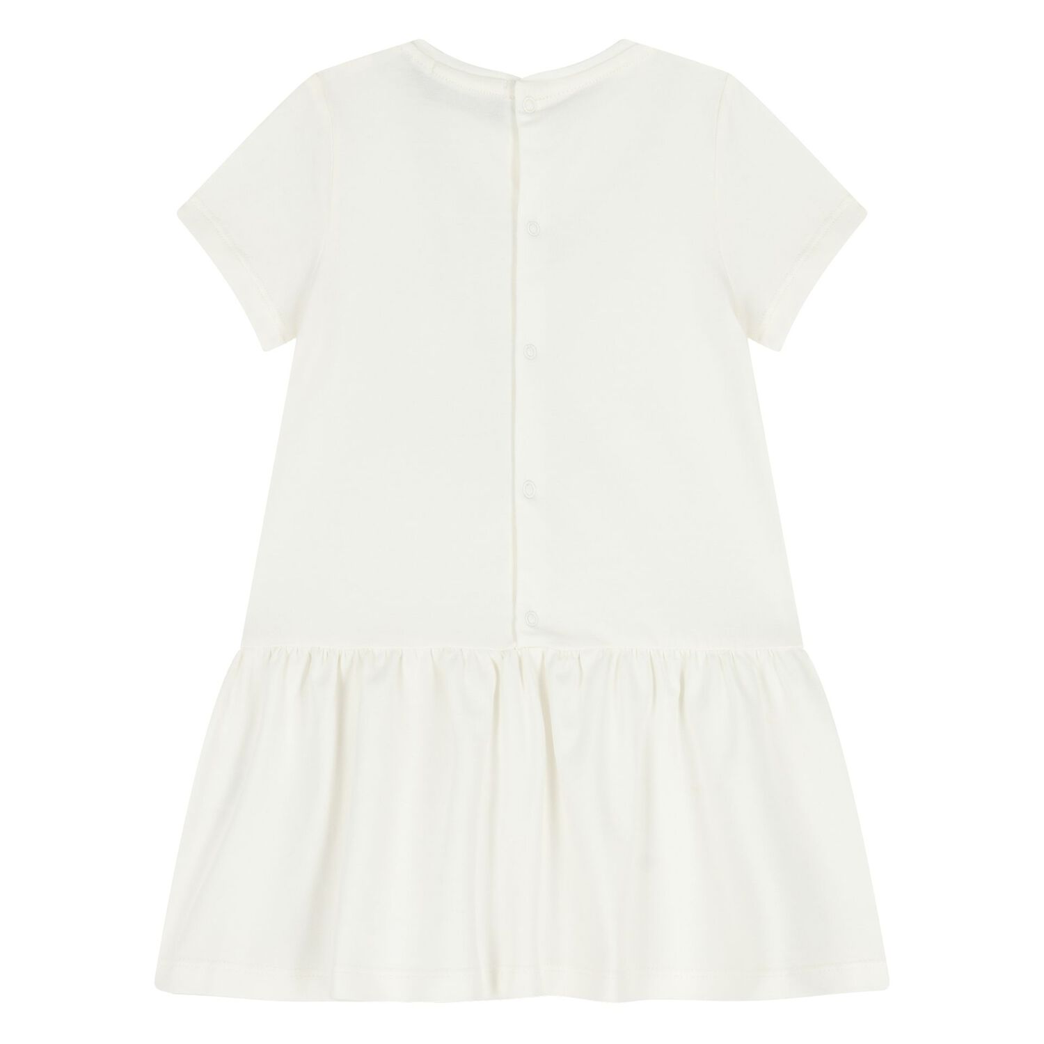 Younger Girls Ivory Necklace Logo Dress, 1, hi-res