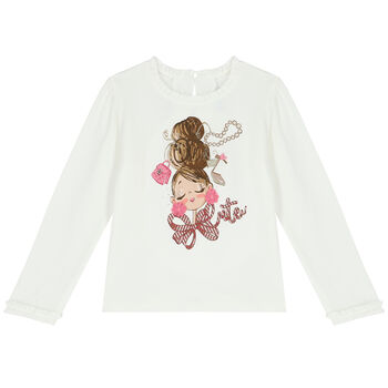 Girls Ivory Long Sleeve TopÂ 