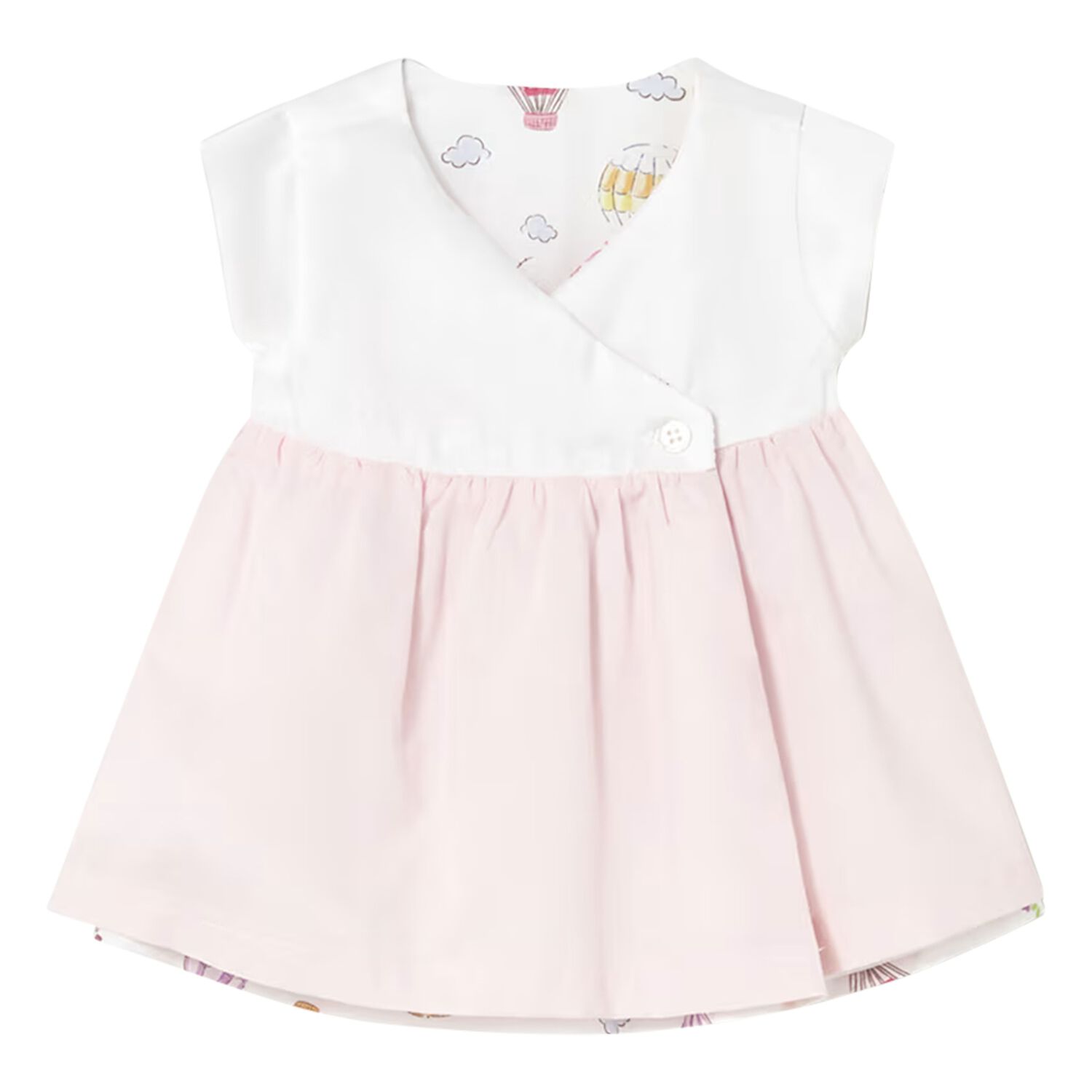 Baby Girls White & Pink Reversible Dress, 1, hi-res