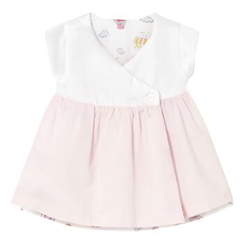 Baby Girls White & Pink Reversible Dress