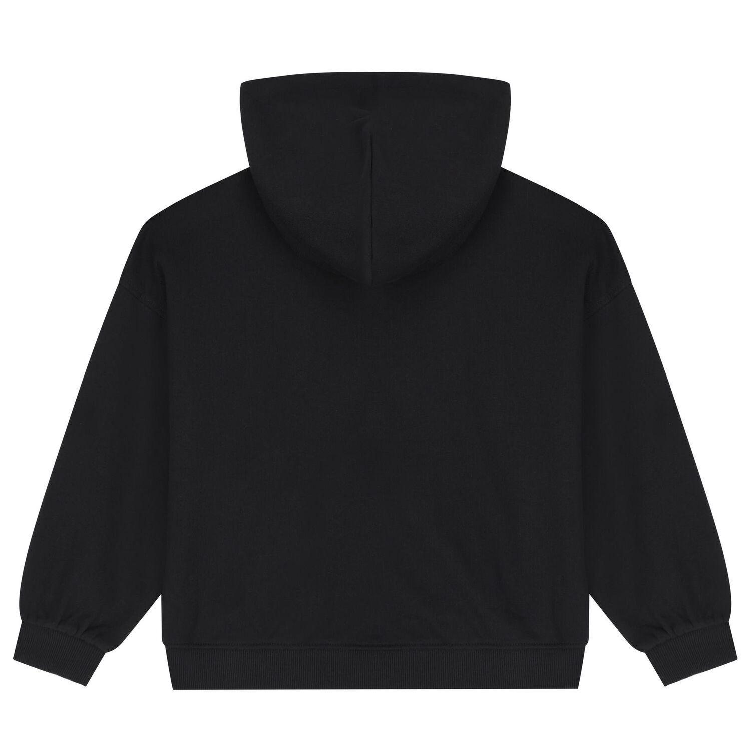 بلوزة بغطاء رأس وشعار باللون الأسود للبنات, 1, hi-res image number null