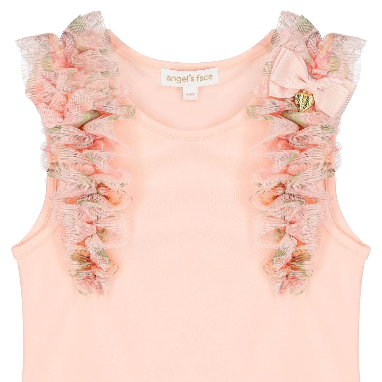 Girls Pink Ruffled Tulle Top, 1, hi-res
