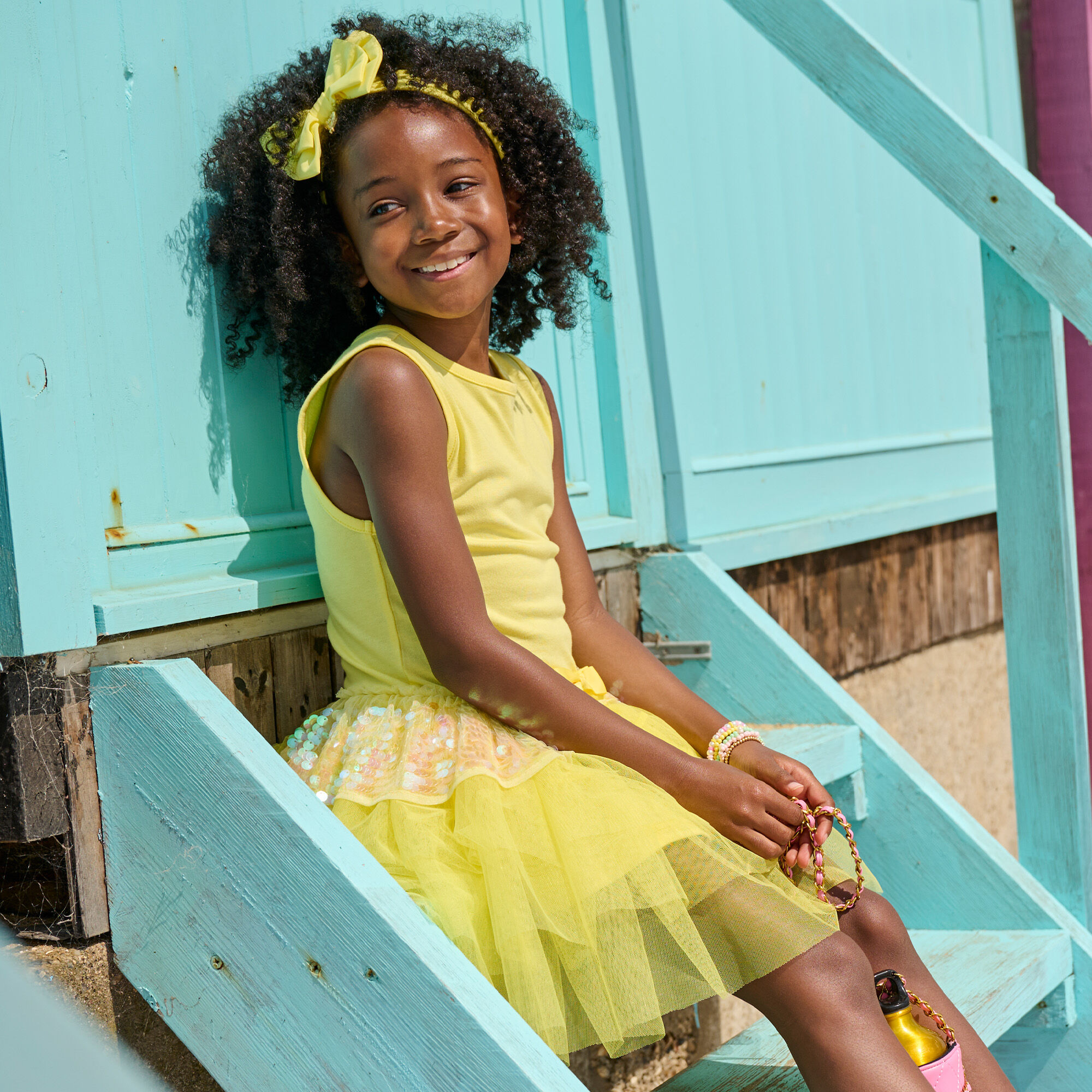 Yellow sparkle dress top