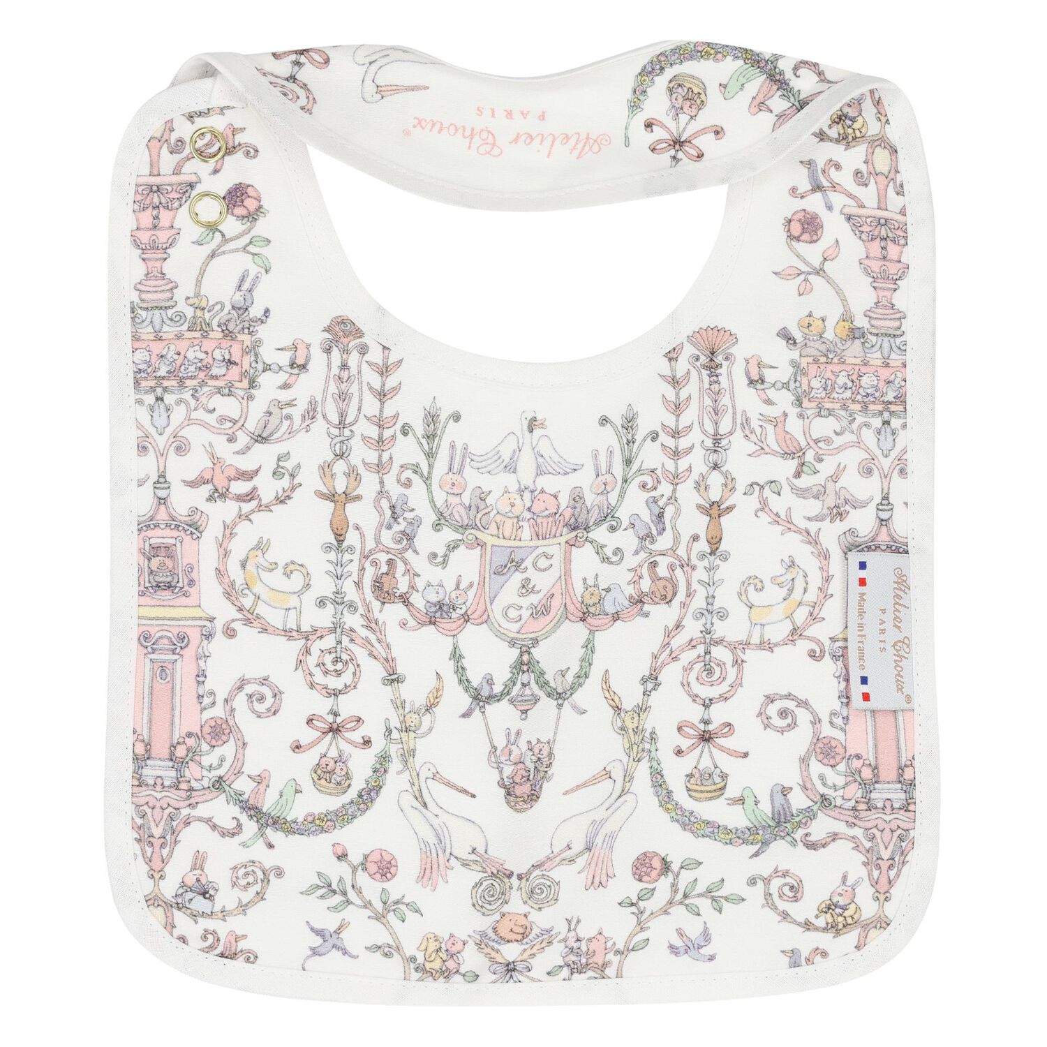 طقم هدايا بنات قماط ومريلة باللون الأبيض والوردي للأطفال , 1, hi-res image number null