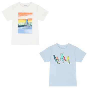 Boys White & Blue T-Shirts ( 2-Pack )
