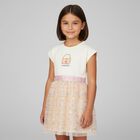Girls Ivory & Pink Logo Sequin Dress, 1, hi-res