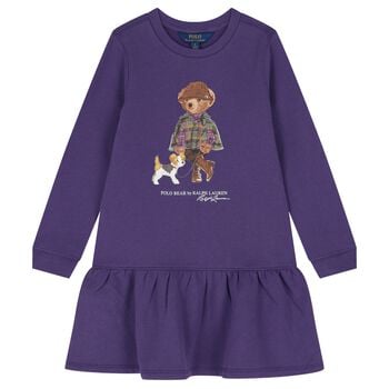 Girls Purple Polo Bear Dress