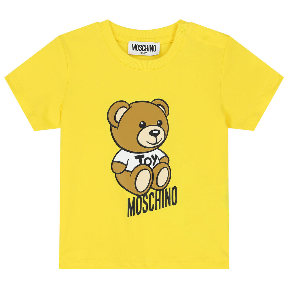 Moschino Yellow Teddy Bear Logo TShirt Junior Couture UAE