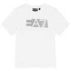 Boys White Logo T-Shirt, 1, hi-res