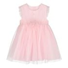 Baby Girls Pink Flower Tulle Dress, 1, hi-res