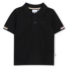 Younger Boys Black Logo Polo Shirt, 1, hi-res