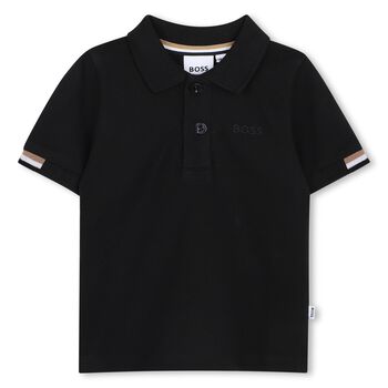 Younger Boys Black Logo Polo Shirt