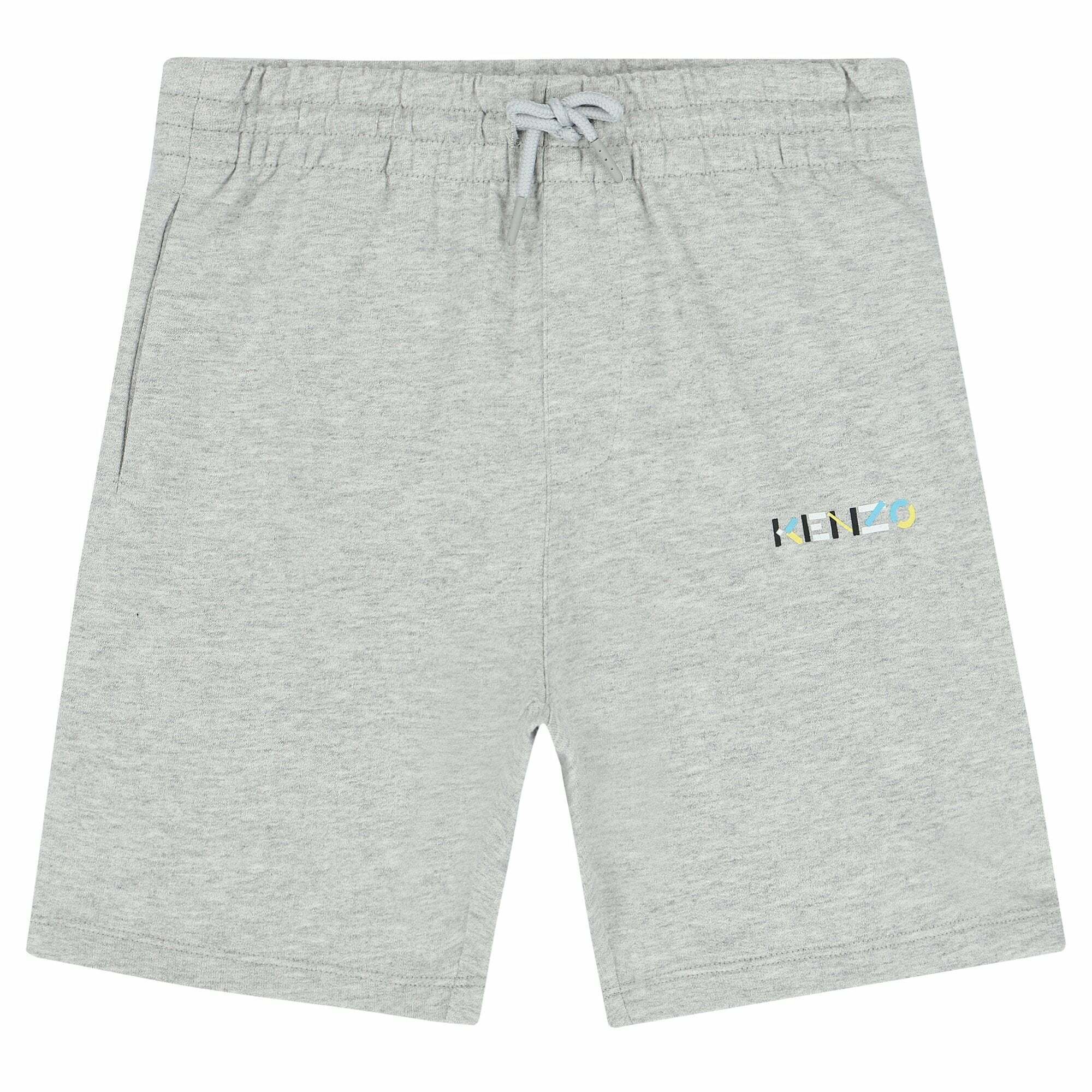 KENZO KIDS Boys Grey Logo Shorts Junior Couture UAE