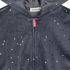 Girls Grey Dot Hooded Zip Up Top, 1, hi-res
