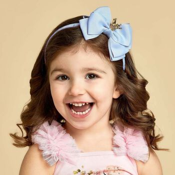 Girls Blue Bow Headband