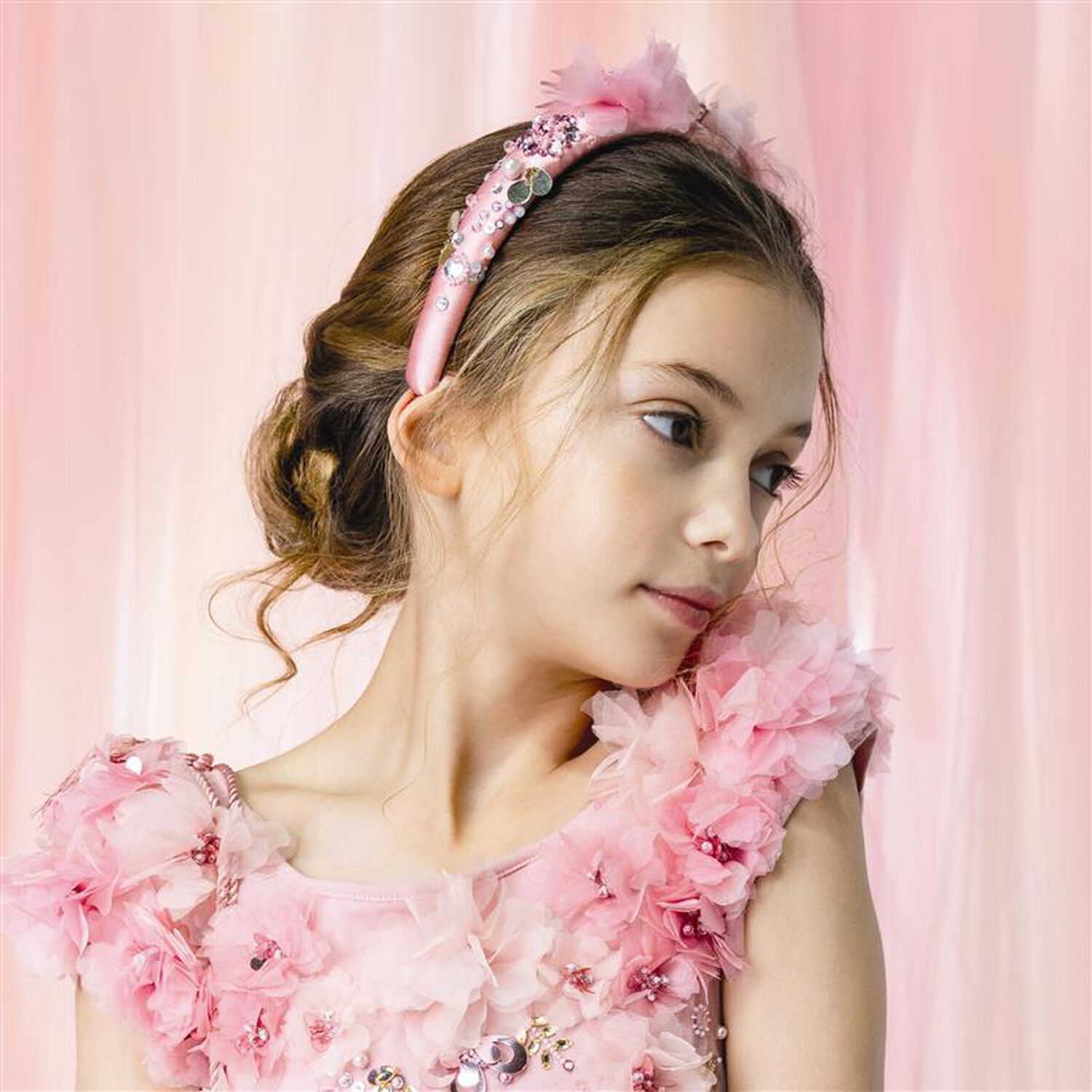 Girls Pink Flower Sequin Headband, 1, hi-res image number null