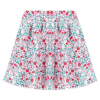 Girls Pink & Blue Floral Skirt