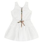 Younger Girls White Check Sleeveless Dress, 1, hi-res